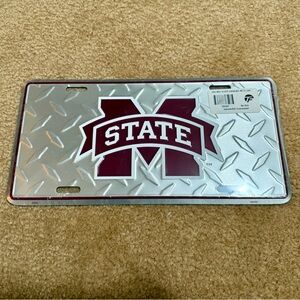 Mississippi State University Silver Metal License Plate. NWT